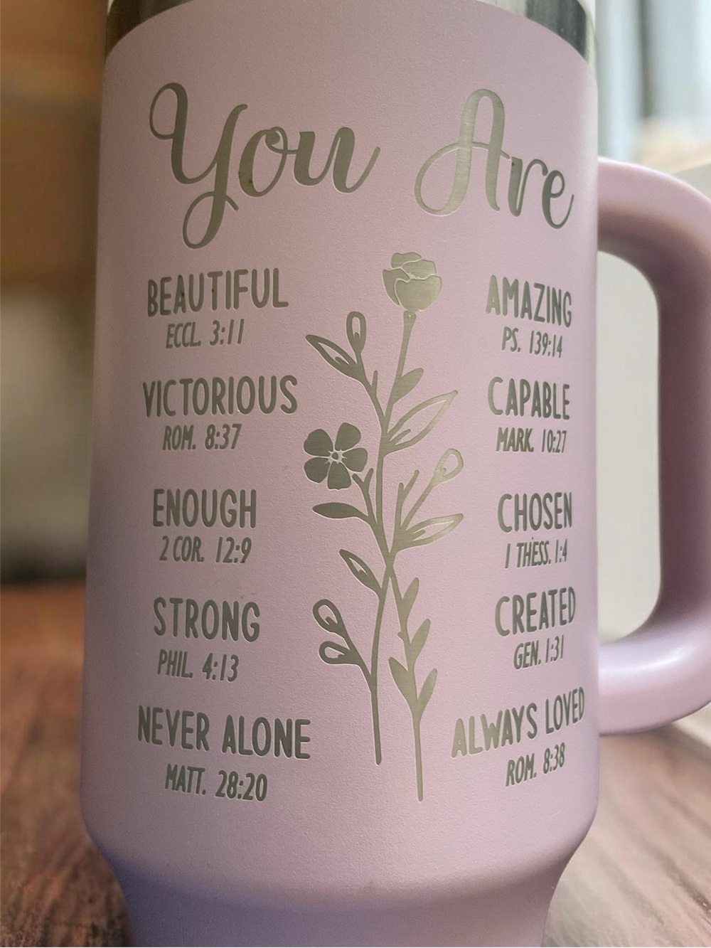 Pink Inspirational Christian Travel Mug Tumbler